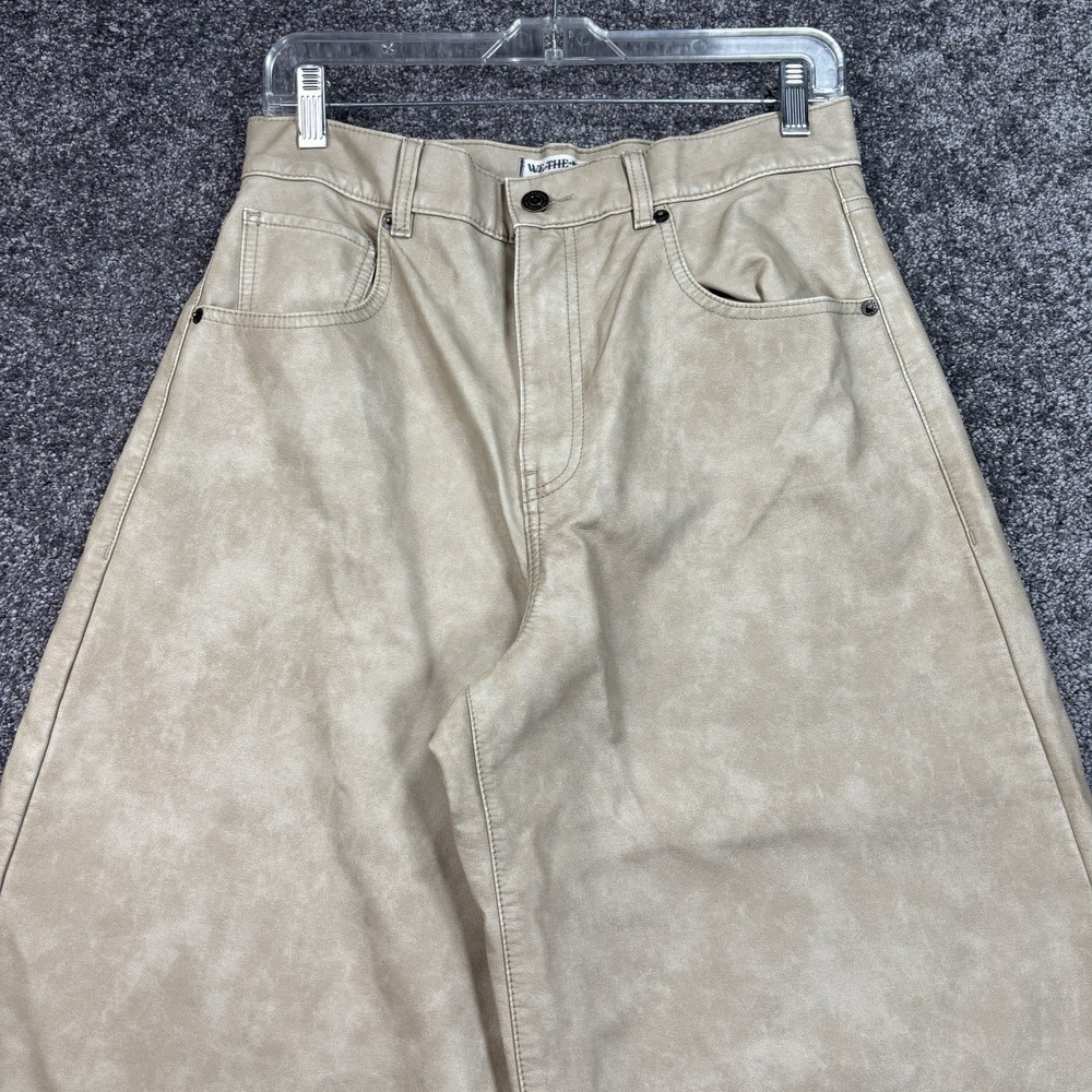 We The Free Misha High-Rise Wide Barrel Faux Leather Pants Womens 30 Beige Vegan - Picture 5 of 12